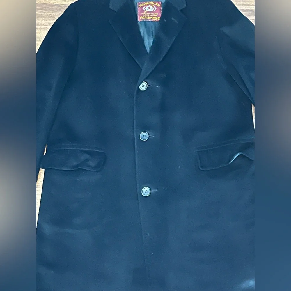 Vintage 1950s Schlesinger’s NY 100% Black Mongolian Cashmere 3 Button Overcoat